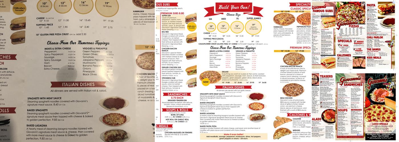 Giovanni's Pizza Menu
