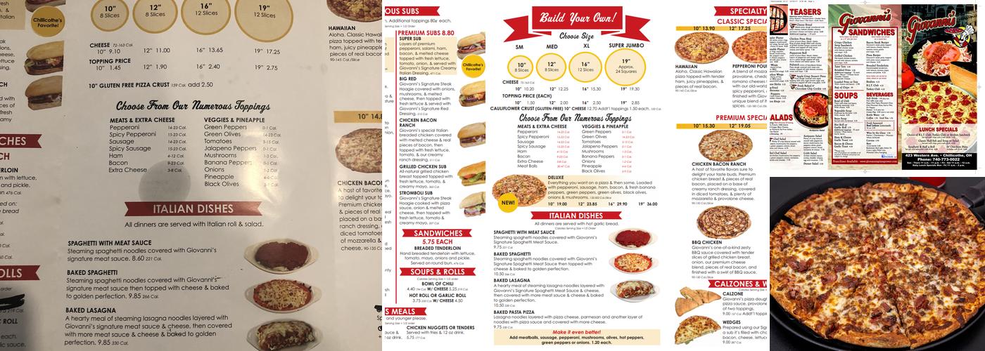 Giovanni's Pizza Menu