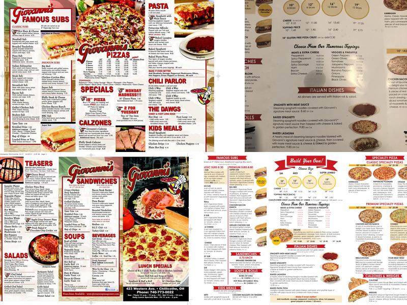 Giovanni's Pizza Menu