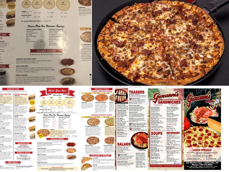 Giovanni's Pizza Menu