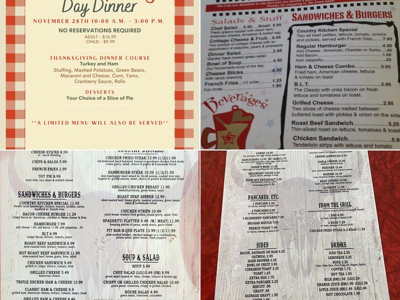 Country Kitchen and Bakery Menu