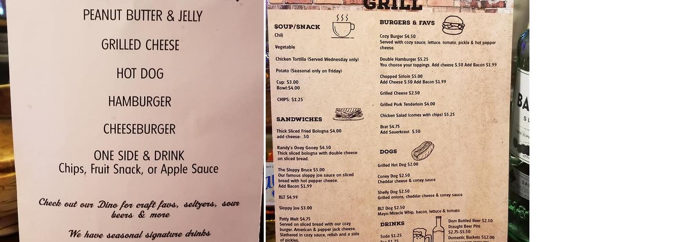 Cozy Inn Bar & Grill Menu