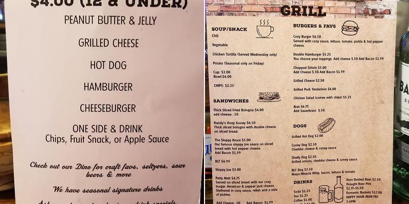 Cozy Inn Bar & Grill Menu