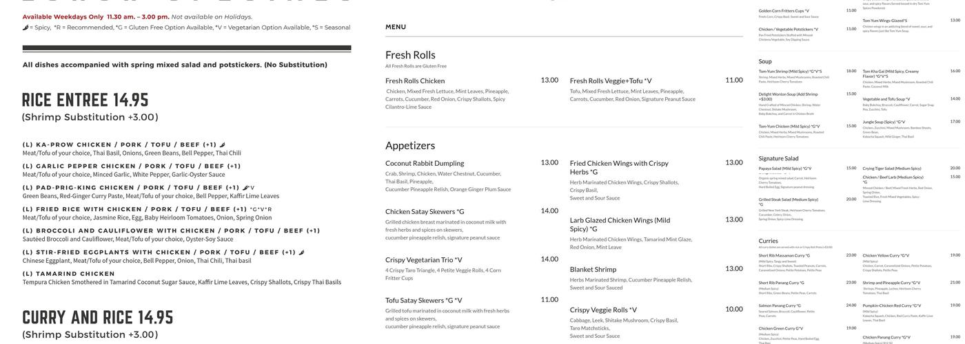 Coconut Rabbit Menu