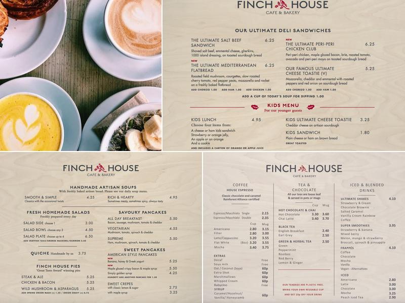 Finch House Cafe and Bakery Menu