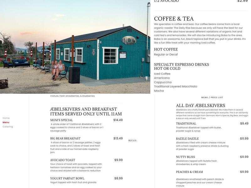 Ruca's Menu