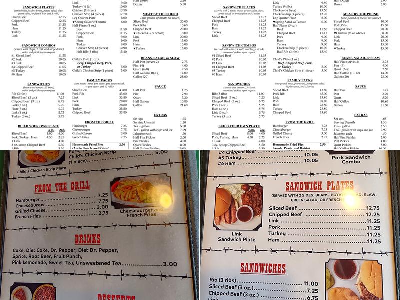 Stringer's Lufkin Bar B Q Menu