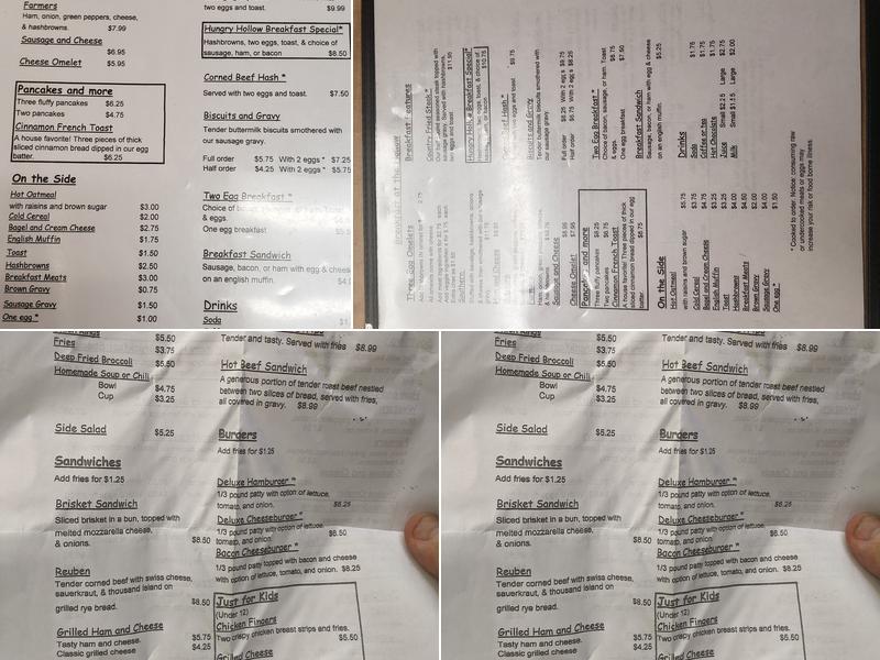 Hungry Hollow Cafe Menu