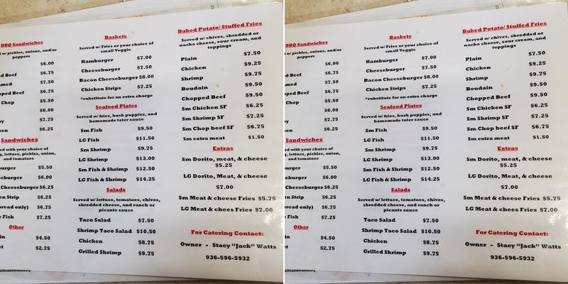 Watts & Watts BBQ Menu