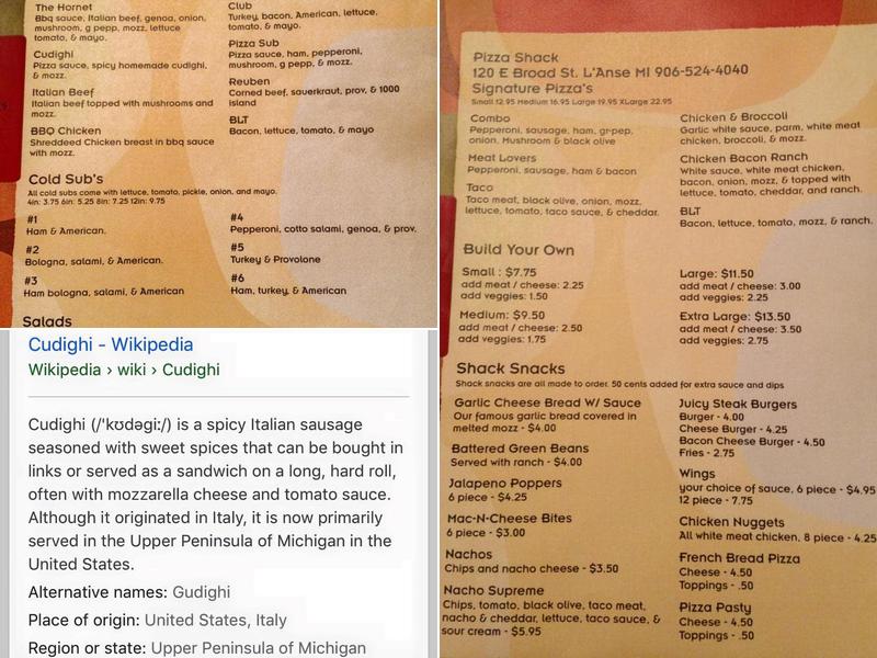 Pizza Shack Menu