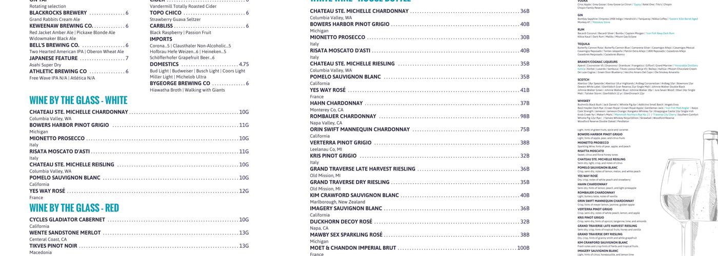 Tracey's at Roam Inn Menu