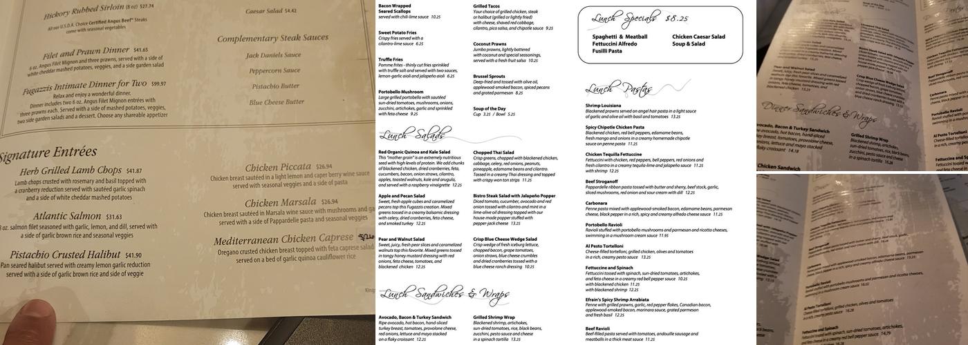 Fugazzis Menu