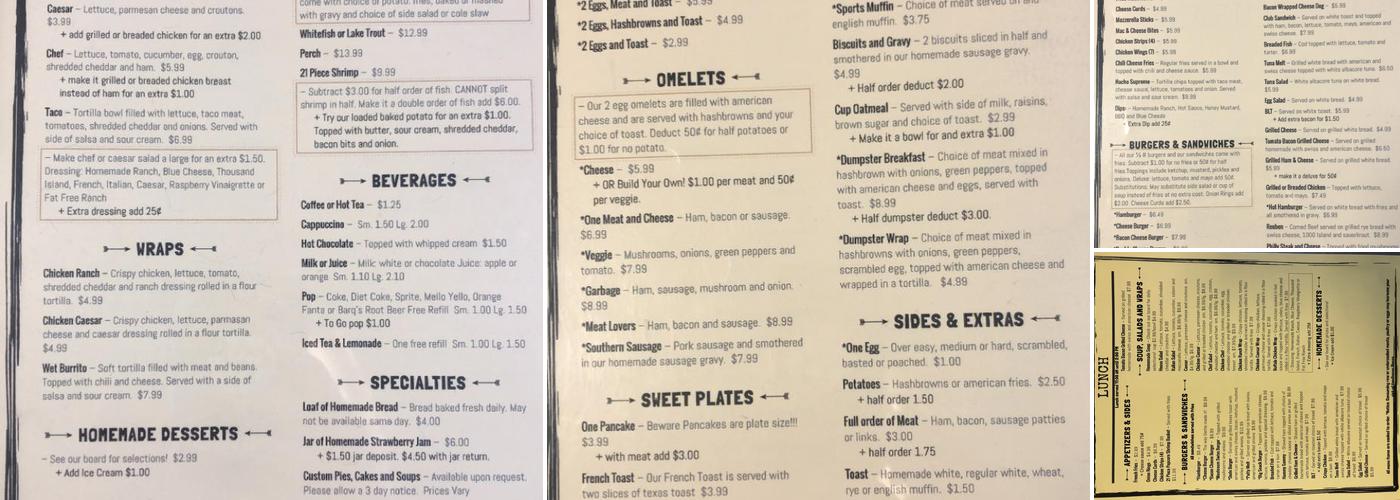Snack Bar Menu