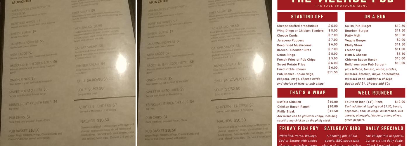 The Chatham Pub Menu