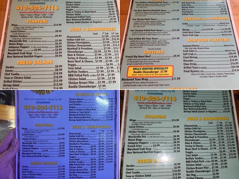 Belly Busters Menu