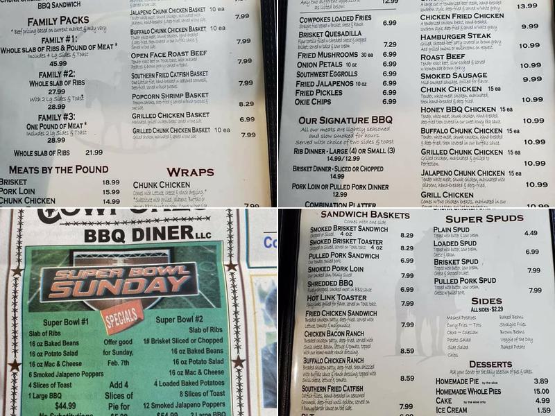 Cow Pokes BBQ Menu