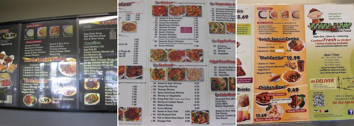 Asian Chef Menu
