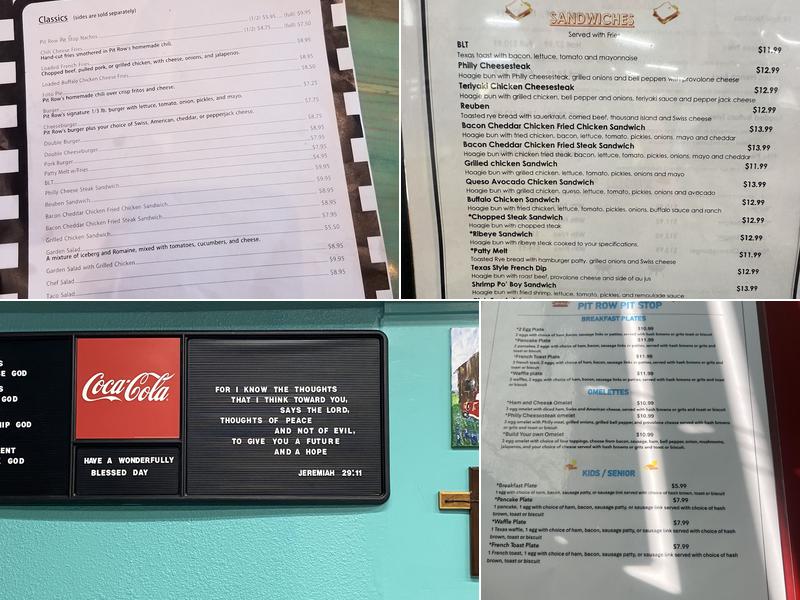 Pit Row Pit Stop Menu