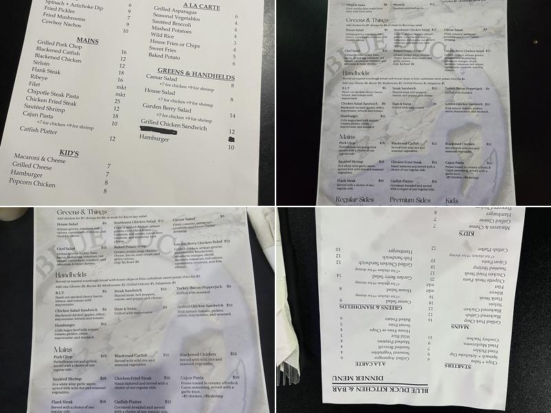 The Blue Duck Kitchen & Bar Menu