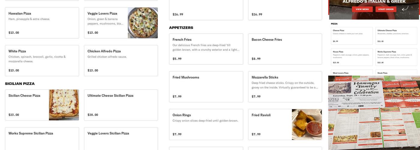 Alfredo's Italian & Greek Menu