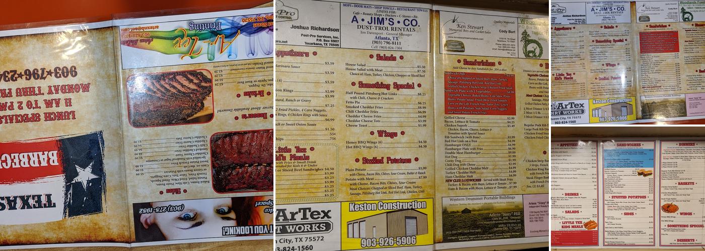 Texas BBQ Menu