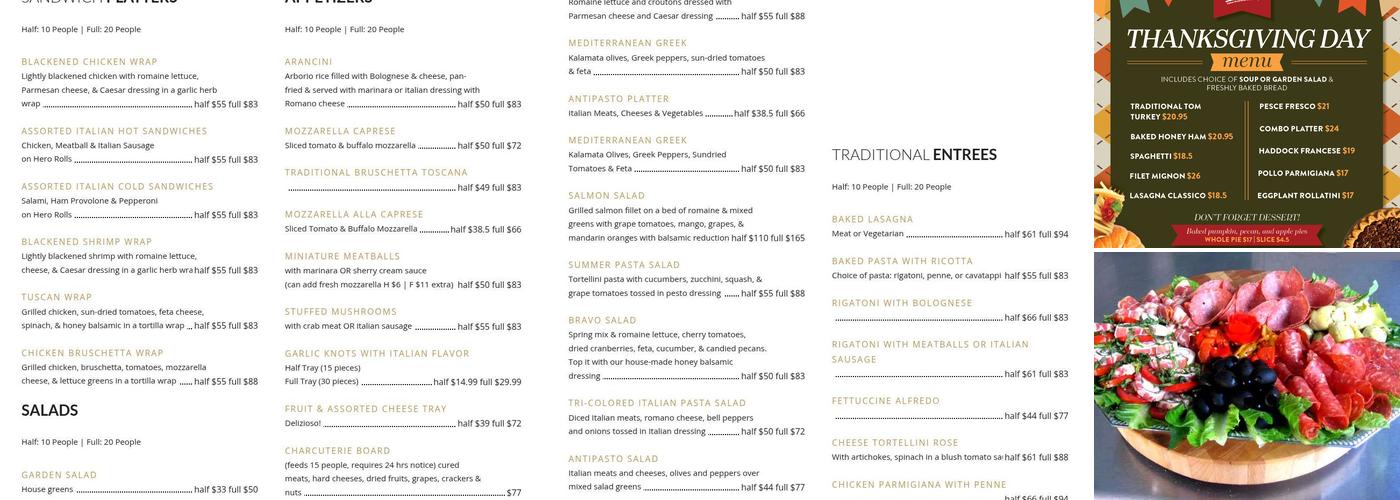 Pasta Faire Menu