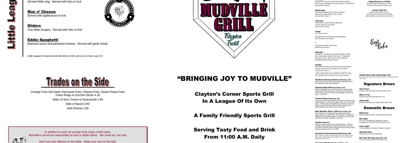 Ed's Mudville Grill Menu