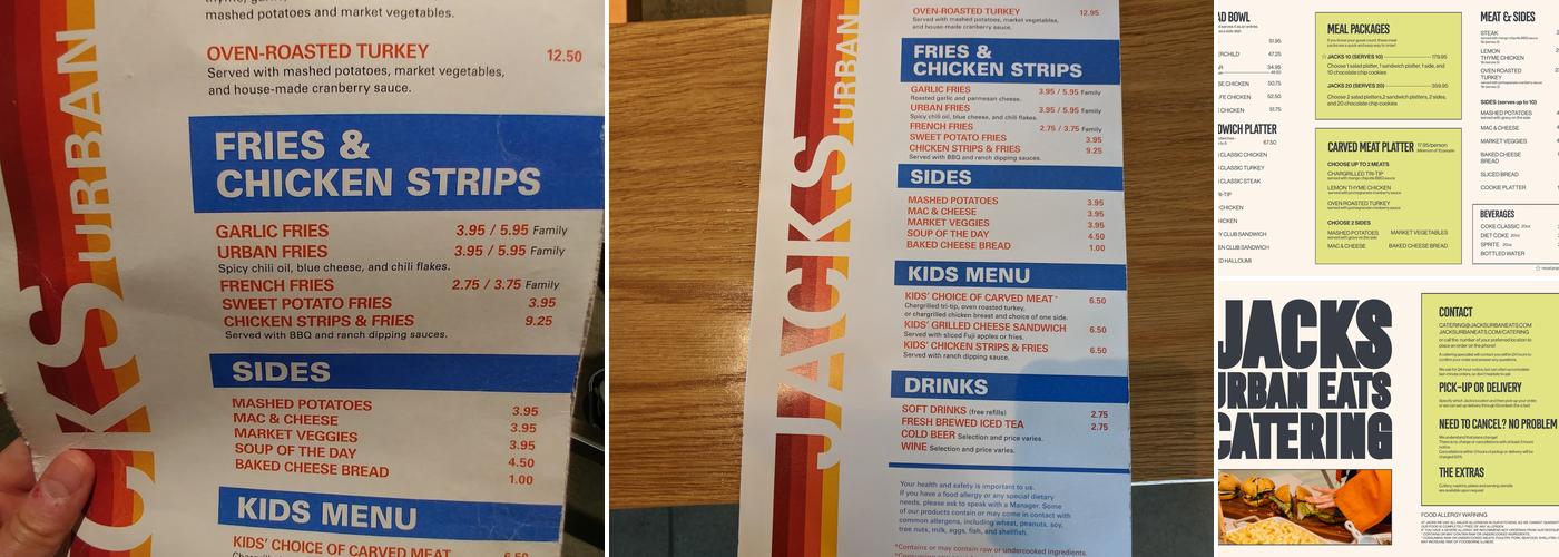 Jack's Urban Eats Menu