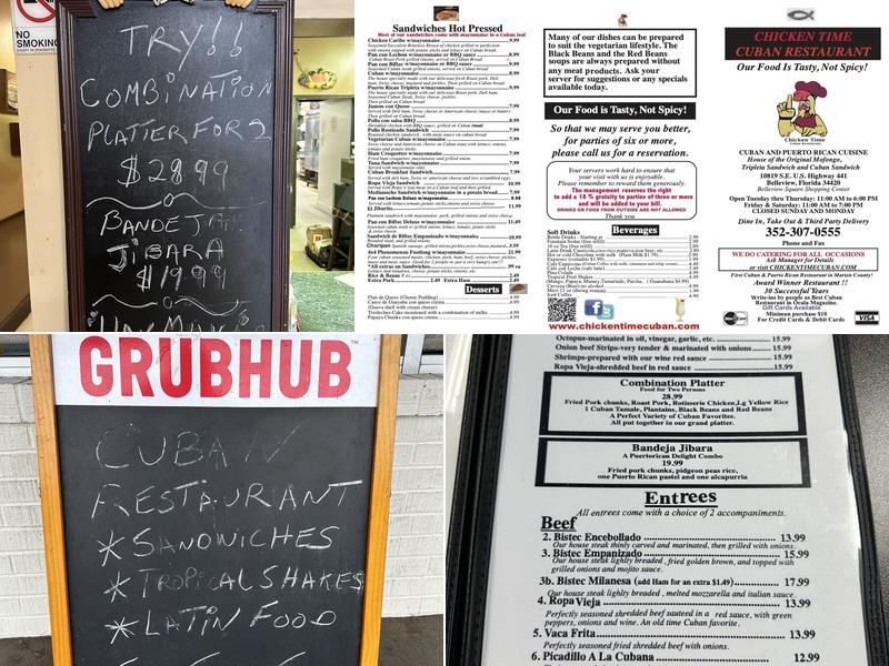 Chicken Time Cuban and Puertorican Restaurant Menu