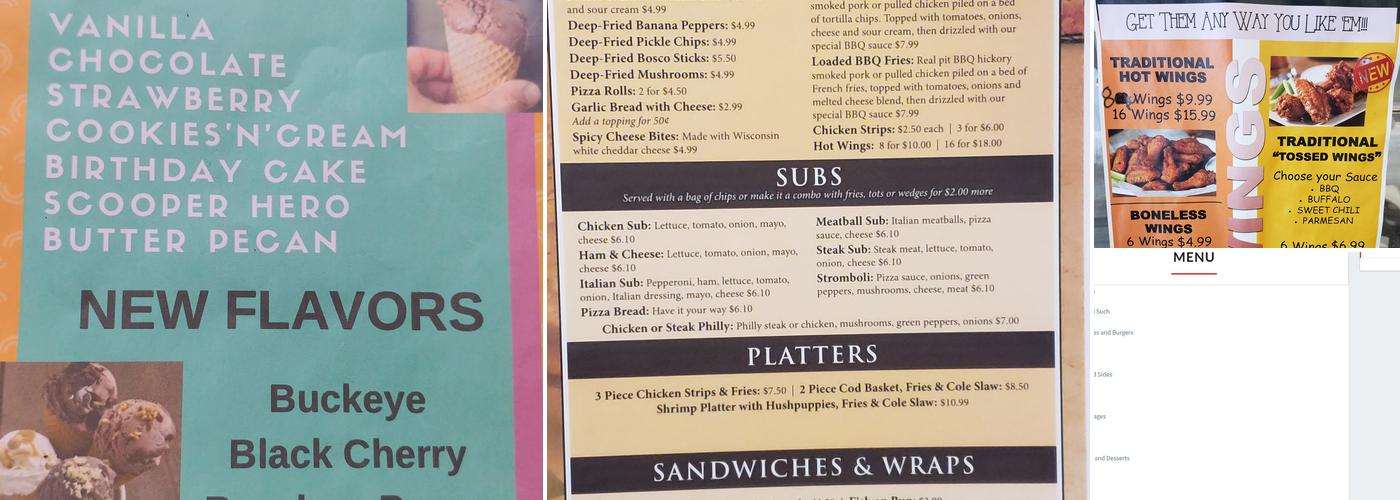 The Pizza Place Menu