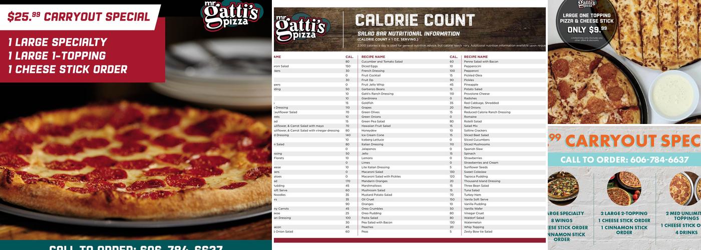 Mr Gatti's Pizza Menu