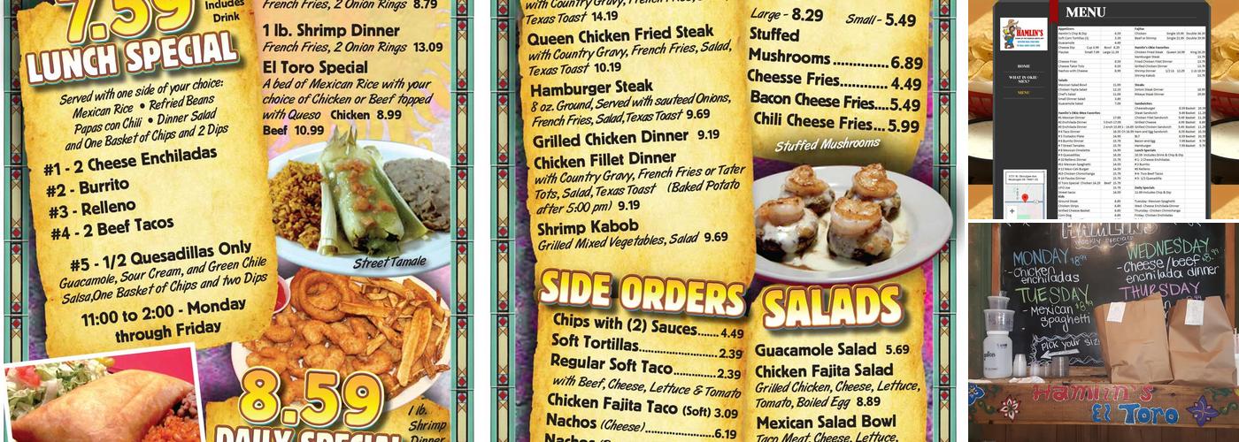 Hamlin's El Toro Menu