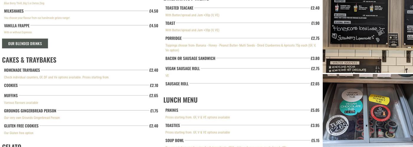 Grounds Café Milton Menu