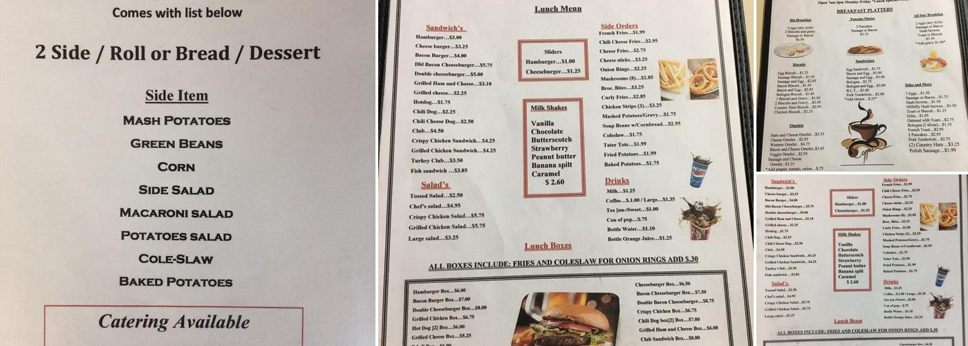 Cozy Corner Cafe Menu