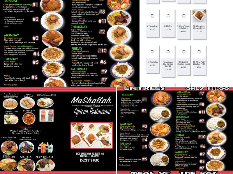 Mashallah African Restaurant Menu