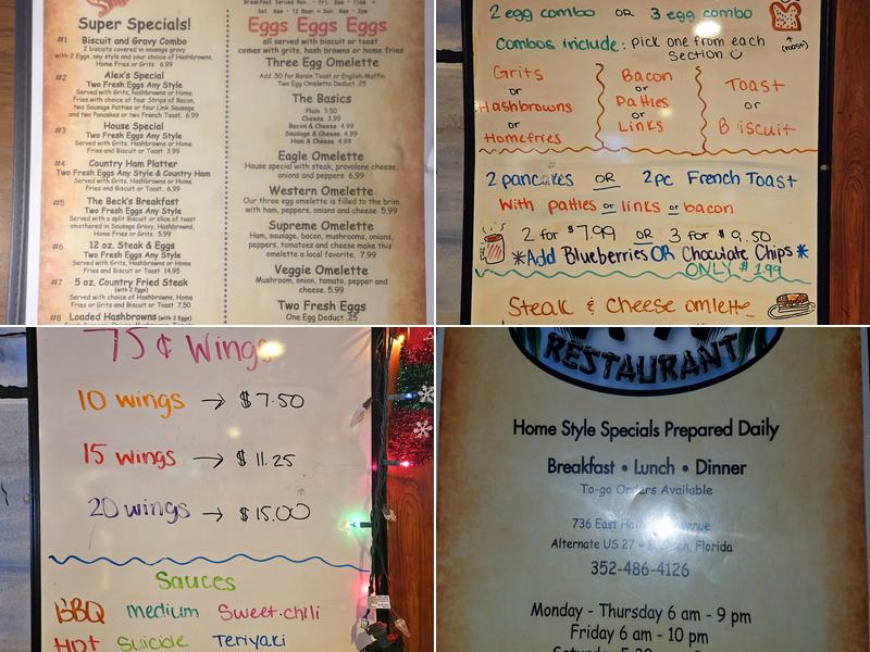 A & A Restaurant Menu