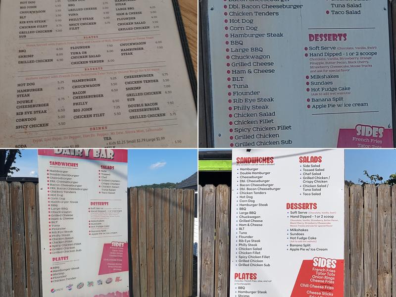 Dairy Bar Menu