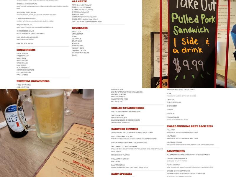 Oakwood Express Smokehouse & Grill Menu