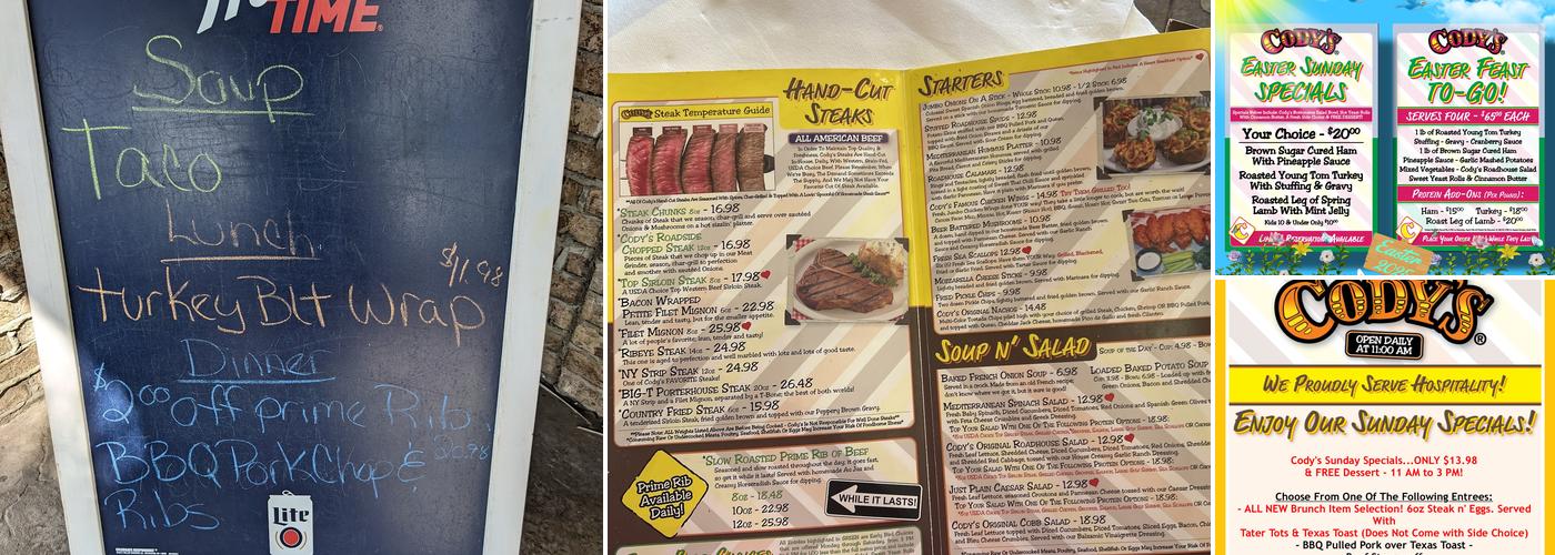 Cody's Original Roadhouse - Brownwood Menu
