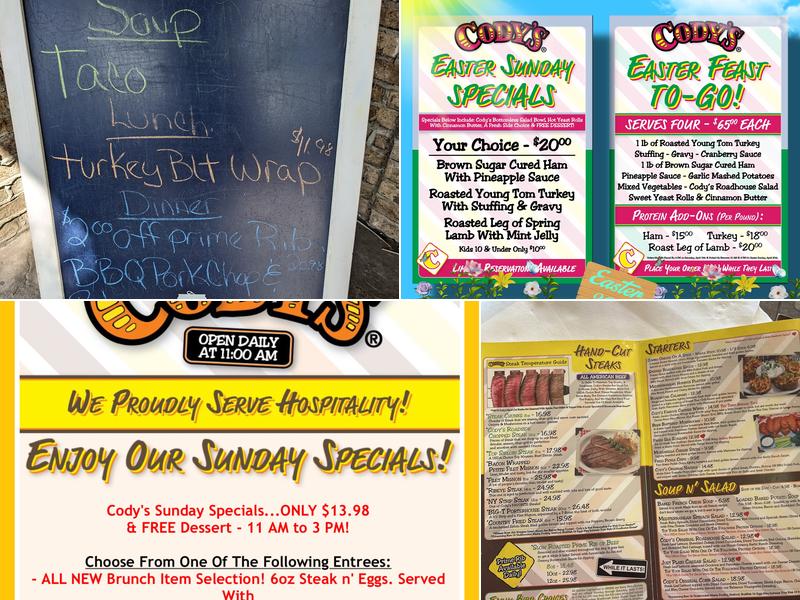 Cody's Original Roadhouse - Brownwood Menu