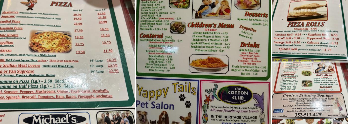 Moschello's Pizza Menu