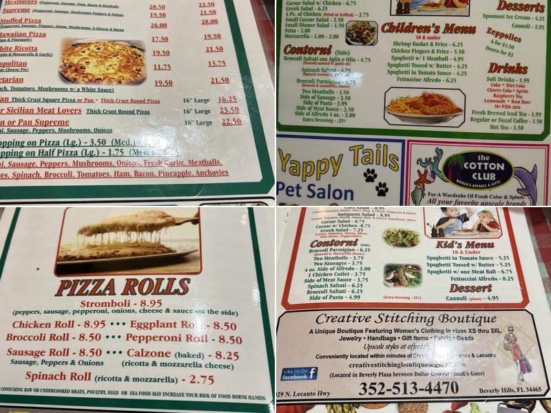 Moschello's Pizza Menu