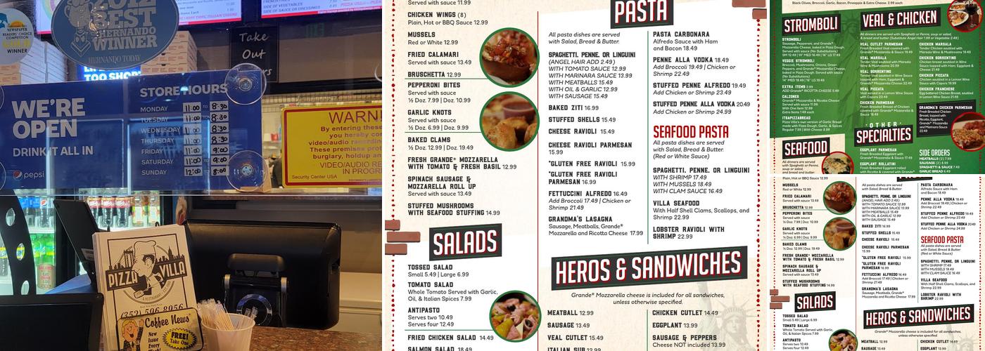 Pizza Villa and Restaurant Menu