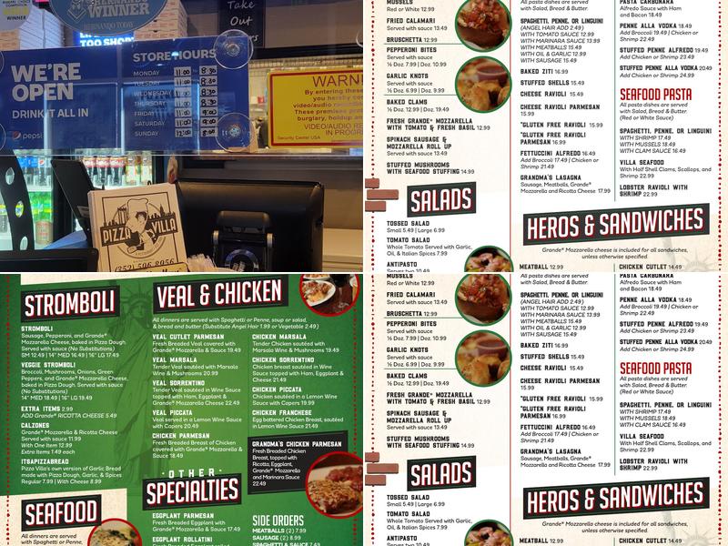 Pizza Villa and Restaurant Menu