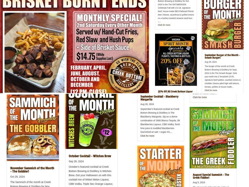 Creek Bottom Brewing Company Tasting Room & Pub Menu