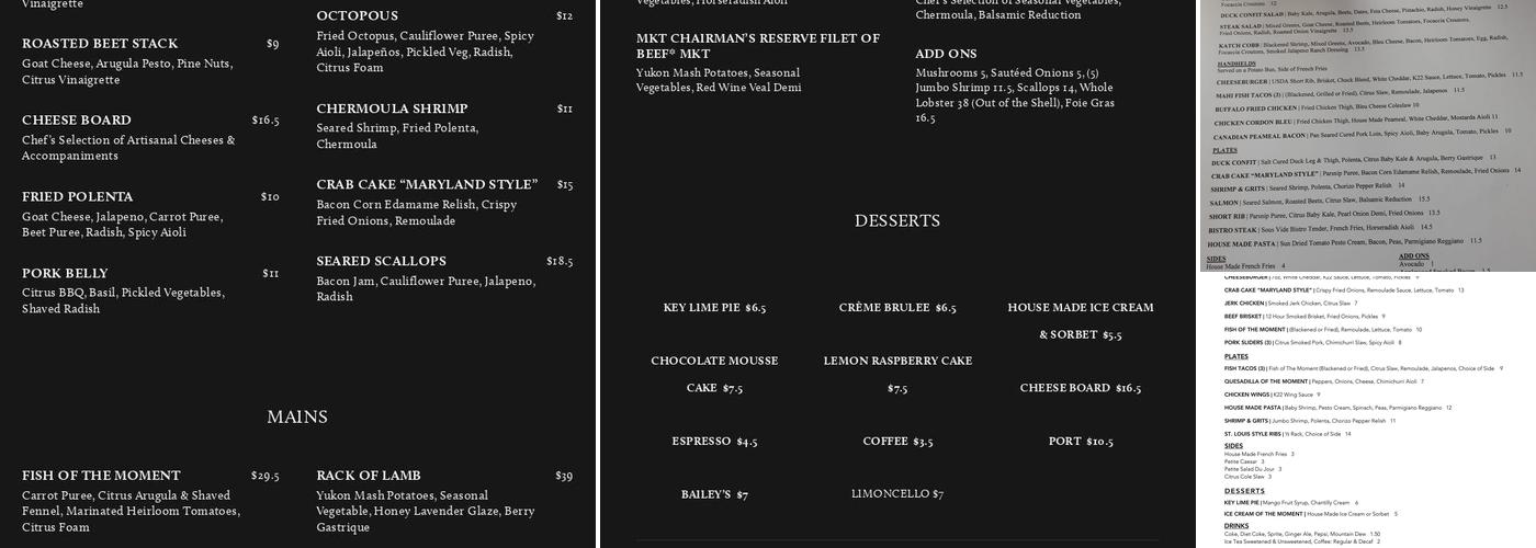 Katch Twenty-Two Menu