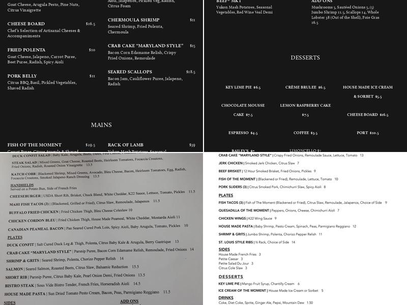 Katch Twenty-Two Menu