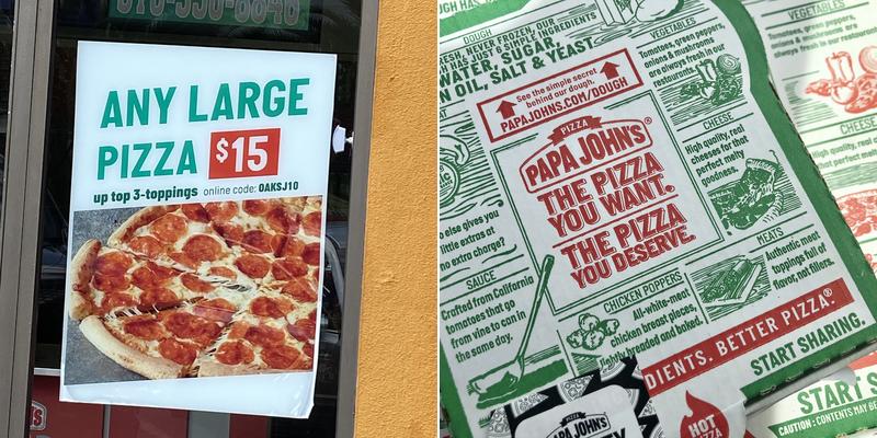 Papa Johns Pizza Menu