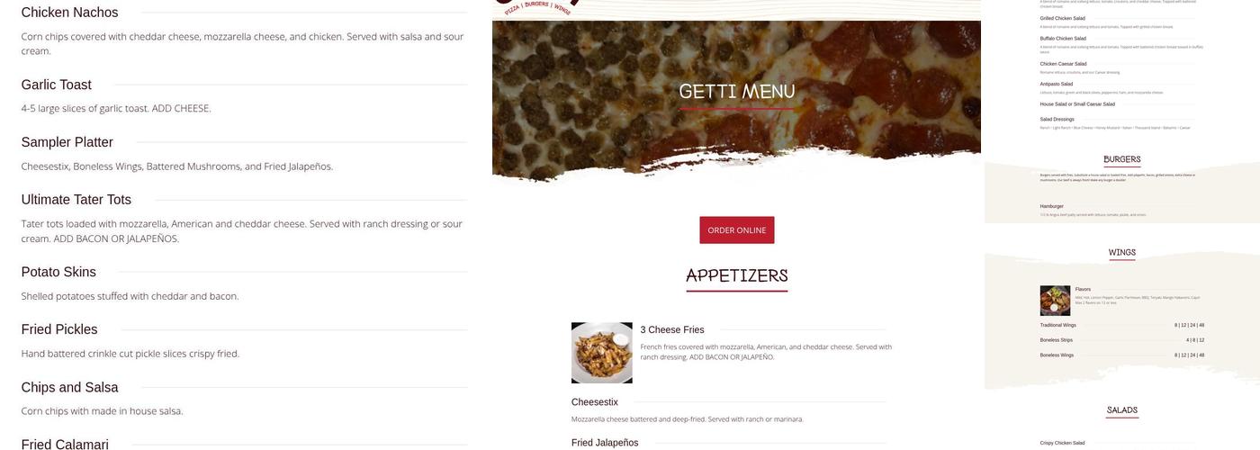 Pizza Getti Menu