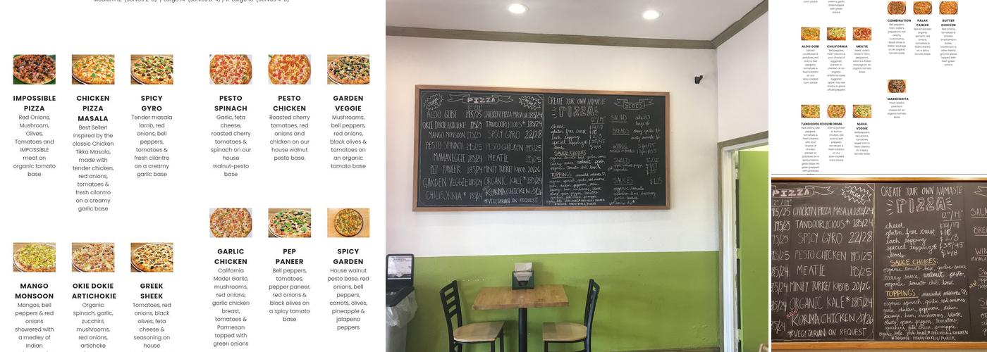 Namaste Pizza Menu